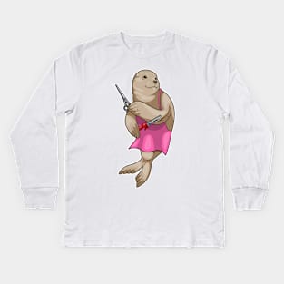 Seal Hairdresser Scissors Kids Long Sleeve T-Shirt